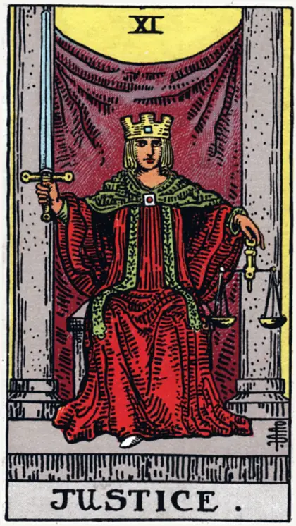La Justicia, arcano mayor del tarot Rider-Waite
