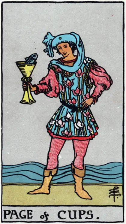Sota de Copas, arcano menor · copas del tarot Rider-Waite