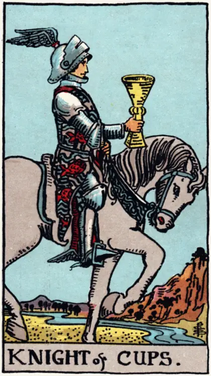 Caballero de Copas, arcano menor · copas del tarot Rider-Waite