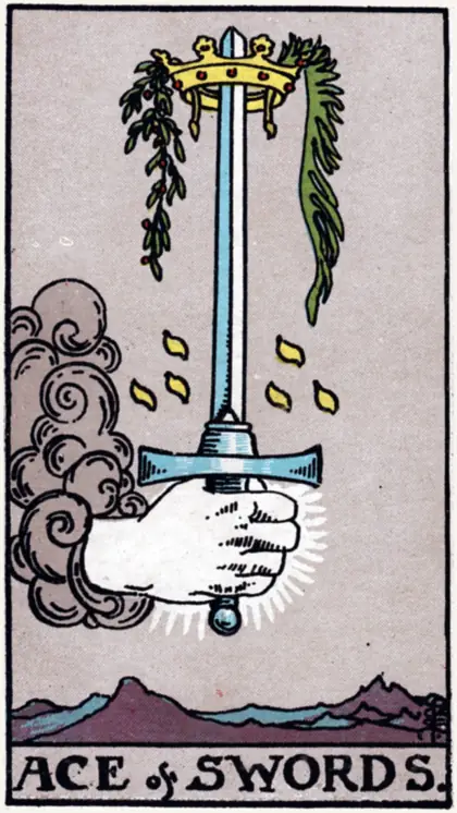 As de Espadas, arcano menor · espadas del tarot Rider-Waite