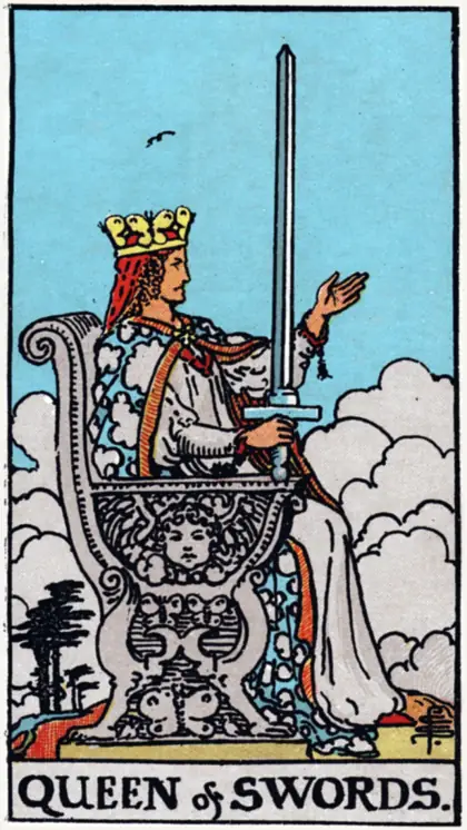 Reina de Espadas, arcano menor · espadas del tarot Rider-Waite