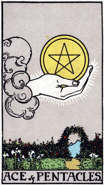 As de Oros, arcano menor · oros del tarot Rider-Waite